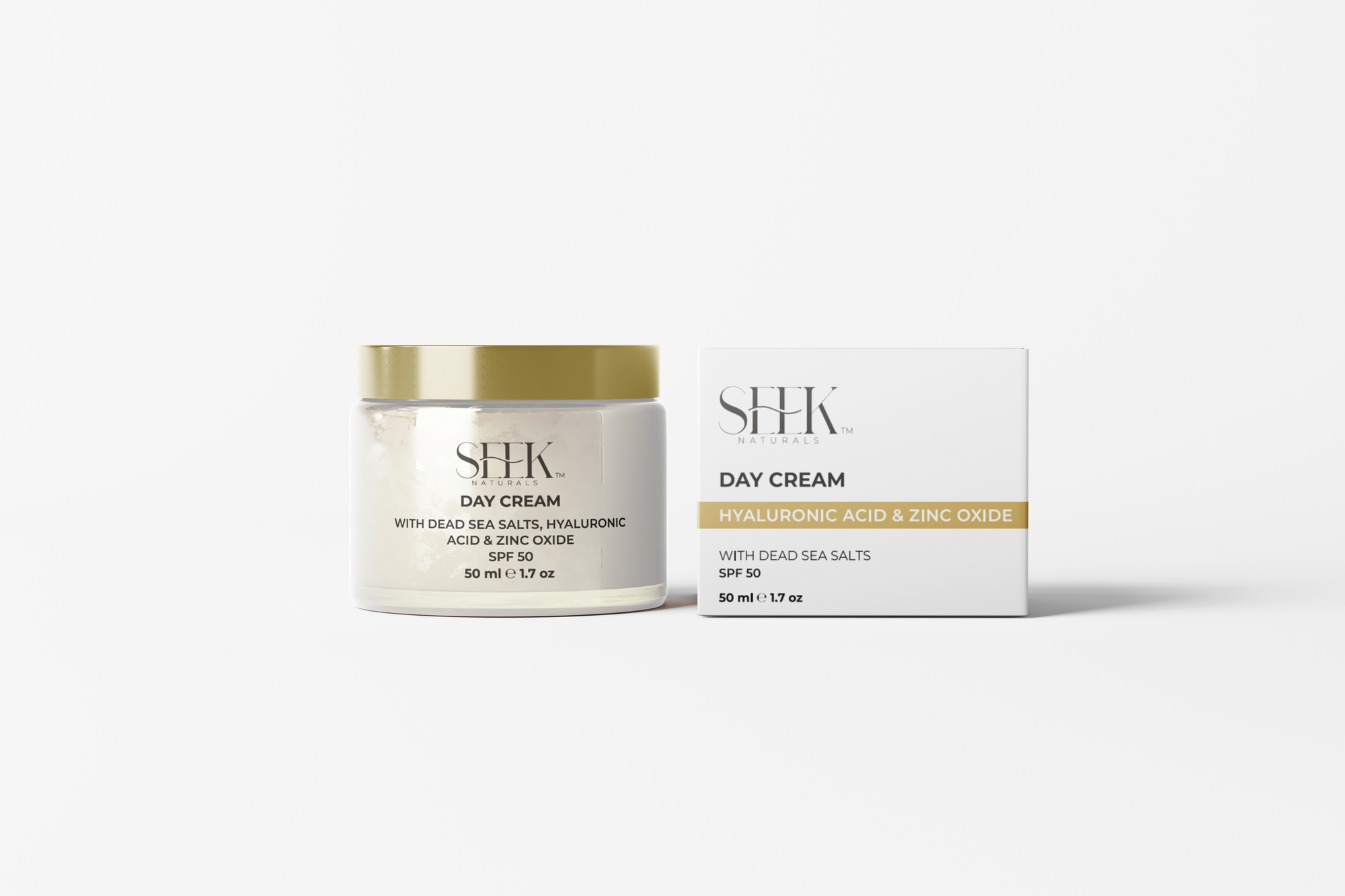 Day Cream SPF 50 - with Hyaluronic Acid & Zinc Oxide - Dead Sea Salts