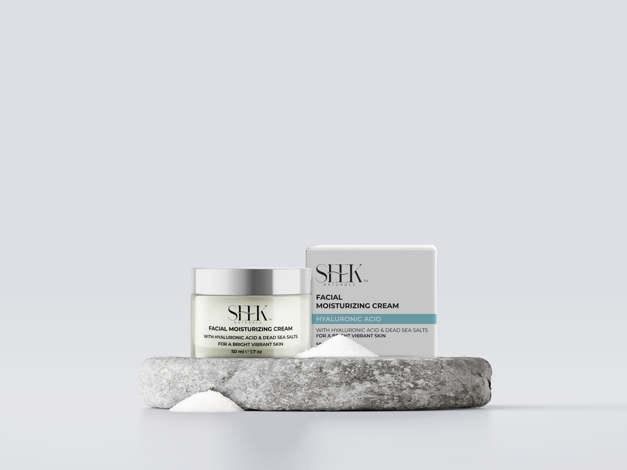 SEEK Naturals hydrating night cream with hyaluronic acid and Dead Sea minerals in clean skincare packaging