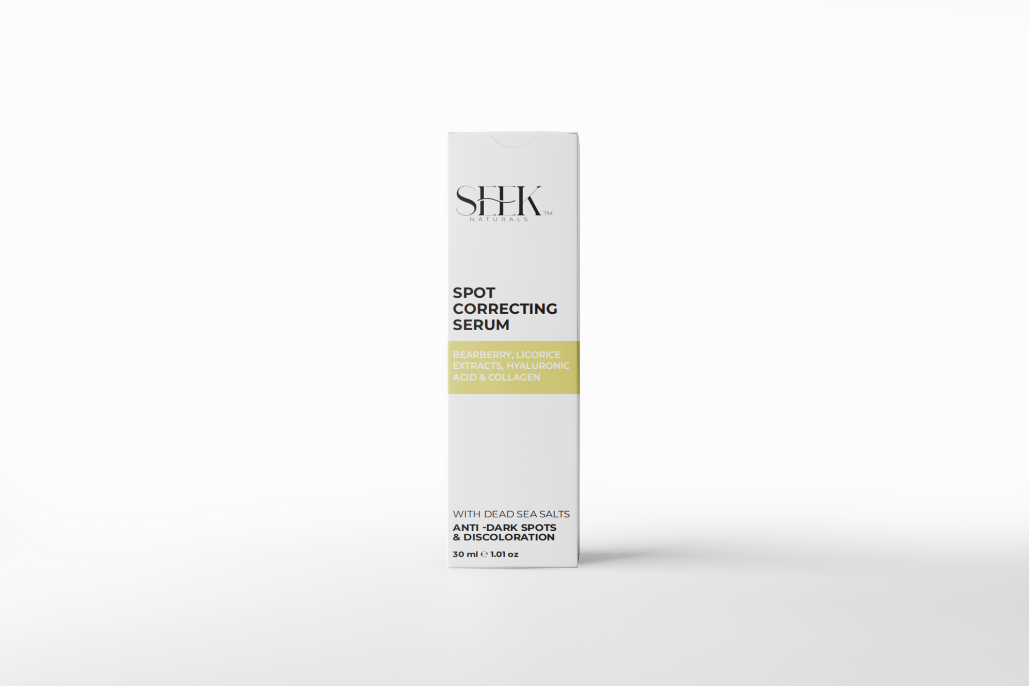 SEEK Naturals Spot Correcting Serum bottle with natural minerals and botanical extracts