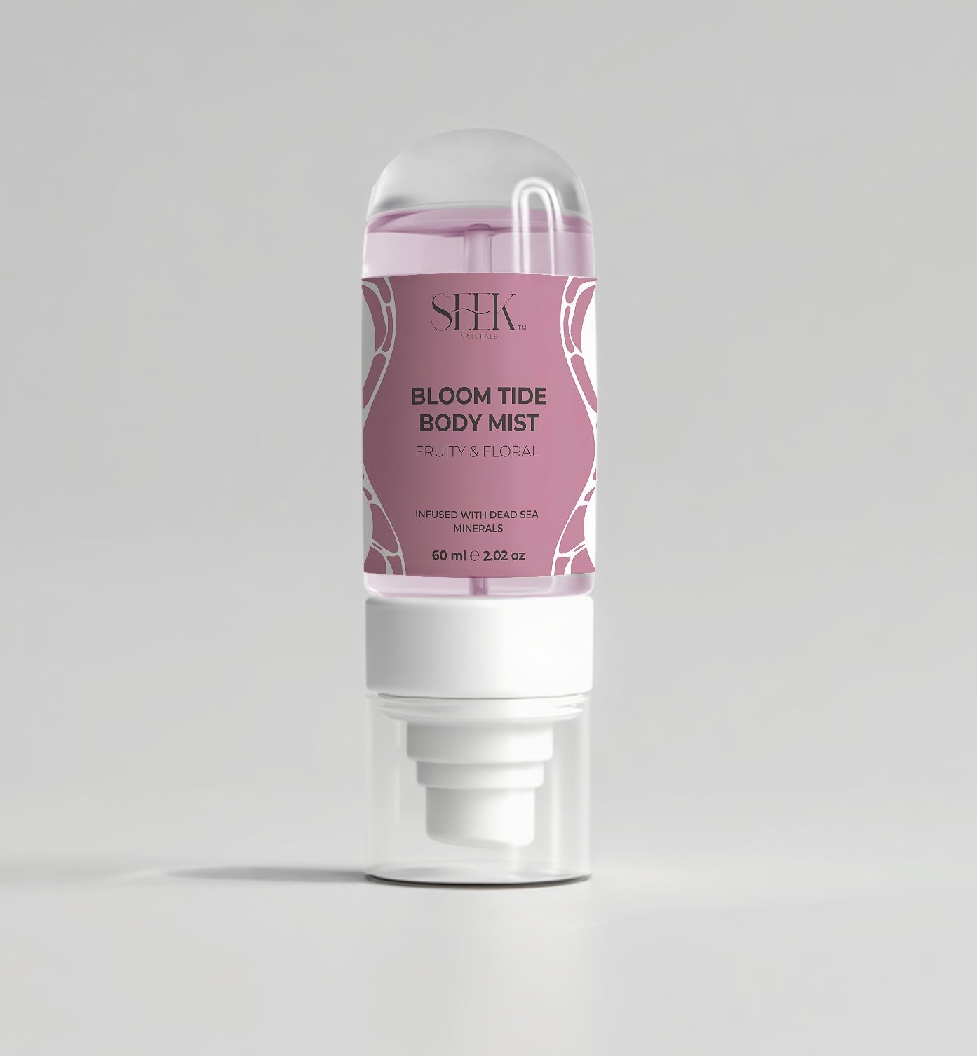 Woman spraying Bloom Tide Body Mist by SEEK Naturals for long-lasting fragrance”
	•	“Luxurious floral and fruity body mist from SEEK Naturals with nourishing Dead Sea minerals”